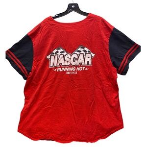 NASCAR Shirt Womens 26/28 4XL Button Front Racing Spell‎ Out Running Hot Red